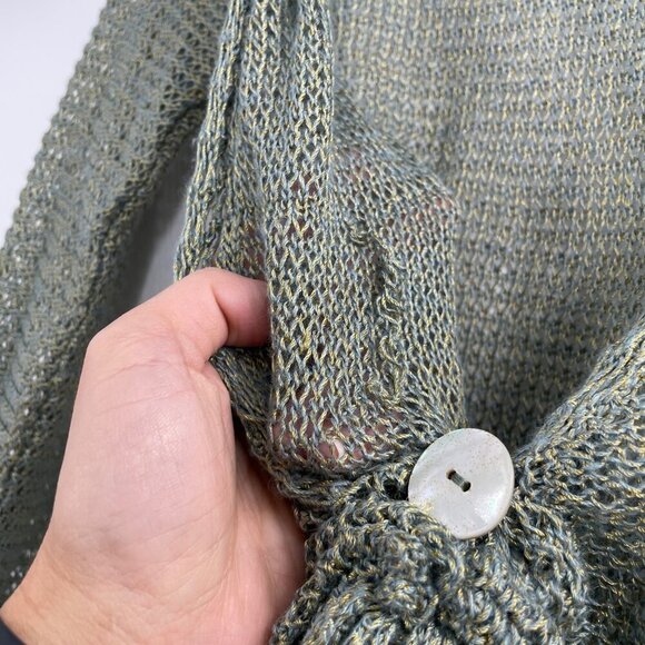 Anthropologie Moth Green Metallic Open Knit Cardigan Y2K Fairycore Womens Small - Picture 8 of 9